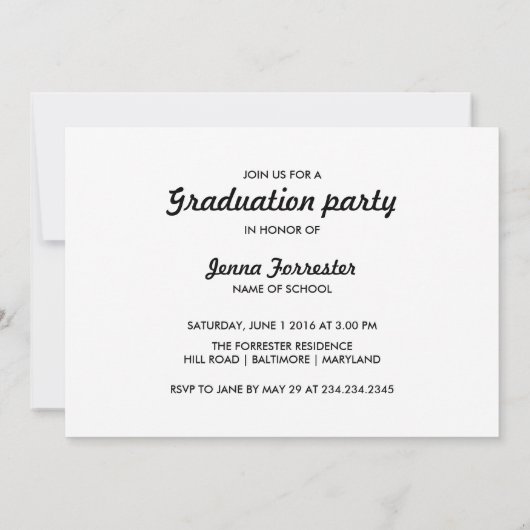 Afstuderen Typografie Drie Fotogradatie Partij Kaart (Achterkant)