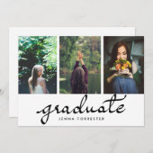 Afstuderen Typografie Drie Fotogradatie Partij Kaart (Voorkant / Achterkant)