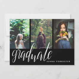 Afstuderen Typografie Drie foto's Afstudeerfeest Kaart