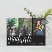 Afstuderen Typografie Drie foto's Afstudeerfeest Kaart (Staand voorkant)