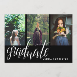 Afstuderen Typografie Drie foto's Afstudeerfeest Kaart