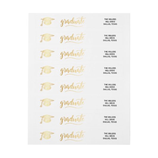 Afstuderen Typografie Faux Gold Afstuderen Pet (Vel)