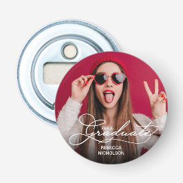 Afstuderen Typografie Foto Eenvoudig Button Flesopener