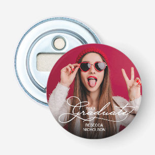 Afstuderen Typografie Foto Eenvoudig Button Flesopener