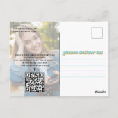 Afstuderen Typografie Foto QR Code Social Media Briefkaart (Achterkant)