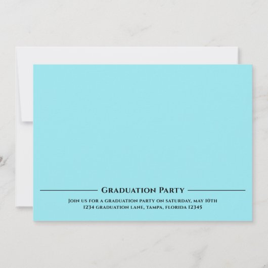 Afstuderen Typografie Foto Simple Blue Fun Retro Kaart (Achterkant)