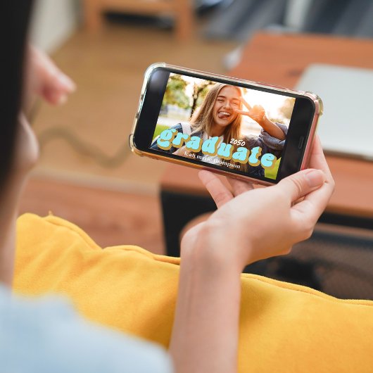 Afstuderen Typografie Foto Simple Blue Fun Retro Kaart