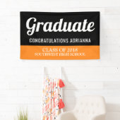 Afstuderen Typografie Gefeliciteerd Black Oranje Spandoek (Insitu)