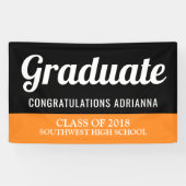 Afstuderen Typografie Gefeliciteerd Black Oranje Spandoek (Horizontaal)