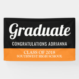 Afstuderen Typografie Gefeliciteerd Black Oranje Spandoek