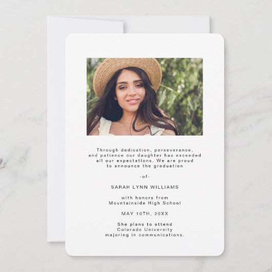 Afstuderen Typografie Modern Afstuderen Aankondiging (Achterkant)