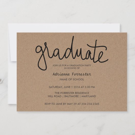 Afstuderen Typografie Rustic Kraft Paper Kaart (Voorkant)