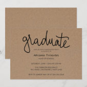 Afstuderen Typografie Rustic Kraft Paper Kaart (Voorkant / Achterkant)