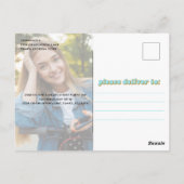 Afstuderen Typografie Simple Blue Retro Two Photo Briefkaart (Achterkant)