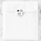 Afstuderen Typografie Ze deed het Modern Ronde Sticker (Tas)