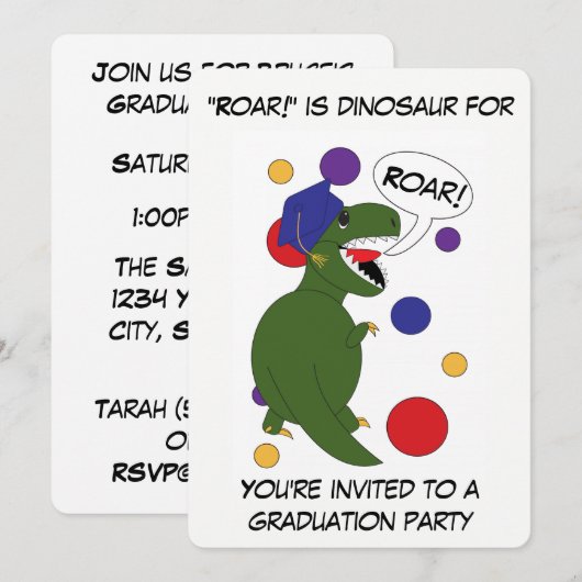 Afstuderen Tyrannosaurus Rex Aangepast Personalise Kaart (Voorkant / Achterkant)