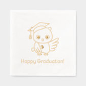 Afstuderen uil in een Pet met een rol Folie Servetten (Voorkant)