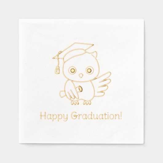 Afstuderen uil in een Pet met een rol Folie Servetten (Voorkant)