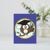 Afstuderen Uil School kleuren blauw Aankondigingskaart (Staand voorkant)