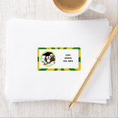 Afstuderen Uil w / Groene & Gouden School Kleuren Etiket (Insitu)