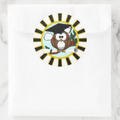 Afstuderen Uil w / Zwart en Goud Ronde Sticker (Tas)