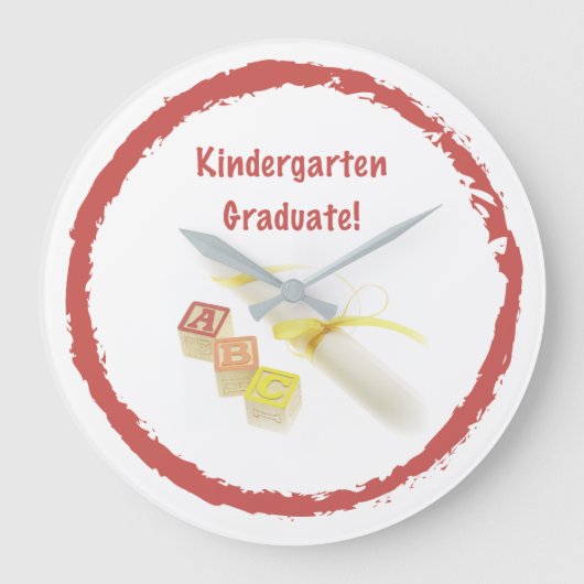 Afstuderen uit Kindergarten, Custom Round Gift Grote Klok (Voorkant)
