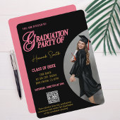 Afstuderen Uitnodigen, Aangepaste foto, QR-code, R Feestdagenkaart