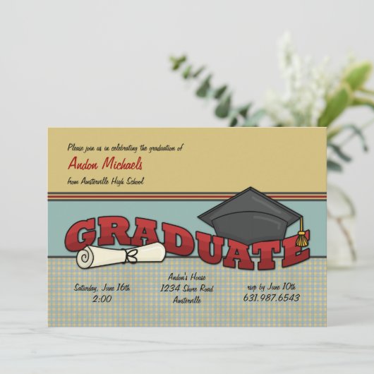 Afstuderen uitnodiging (Staand voorkant)