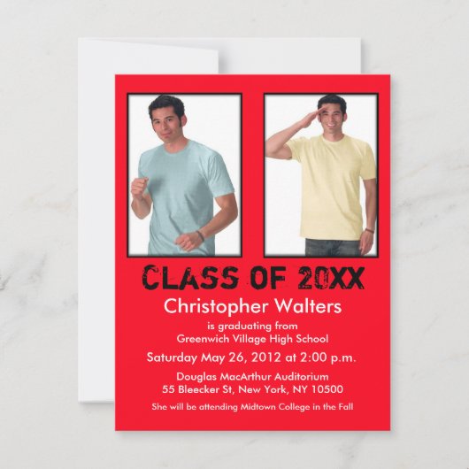 Afstuderen Uitnodiging 2 Afbeelding rood toevoegen (Voorkant)