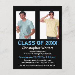 Afstuderen Uitnodiging 2 Afbeelding zwart blauw to