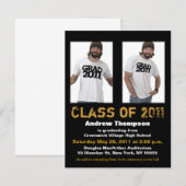 Afstuderen Uitnodiging 2 Foto's zwart toevoegen A6 (Voorkant / Achterkant)