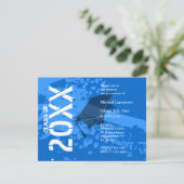 Afstuderen Uitnodiging ABB231 Blauw Abstract (Staand voorkant)