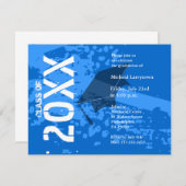 Afstuderen Uitnodiging ABB231 Blauw Abstract (Voorkant / Achterkant)