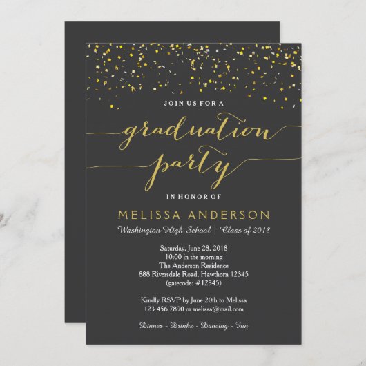 afstuderen uitnodiging, afstudeerfeest uitnodiging (Voorkant / Achterkant)