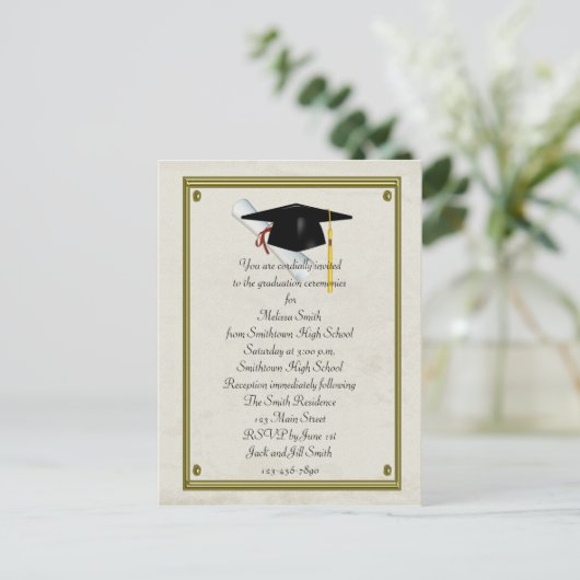 Afstuderen Uitnodiging Briefkaart (Staand voorkant)