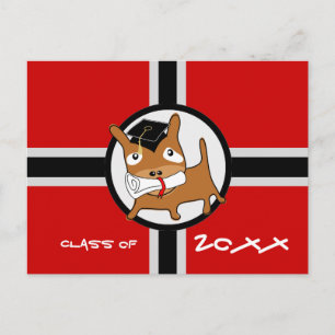Afstuderen Uitnodiging Briefkaart Puppy Rood 1