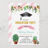 Afstuderen-uitnodiging cactus kaart (Voorkant / Achterkant)