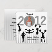 Afstuderen Uitnodiging Cheerleader Foto grijs toev (Voorkant / Achterkant)