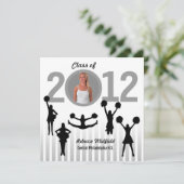 Afstuderen Uitnodiging Cheerleader Foto grijs toev (Staand voorkant)