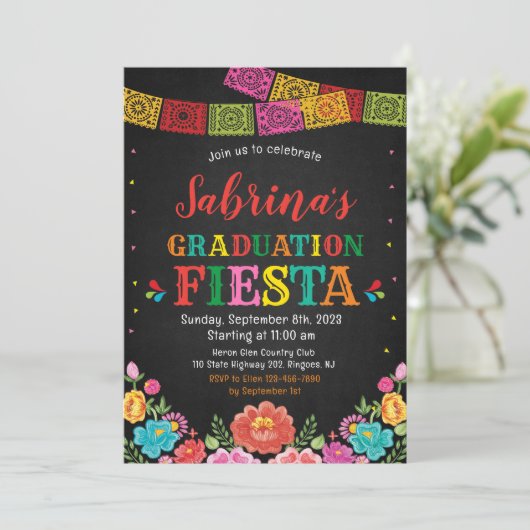 Afstuderen Uitnodiging Fiesta Mexicaans thema (Staand voorkant)