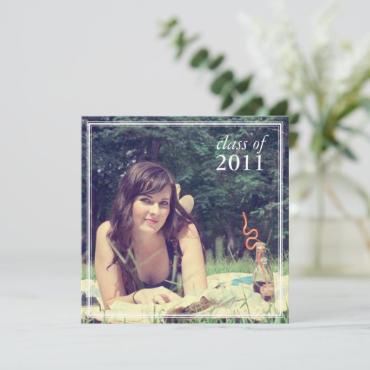 Afstuderen Uitnodiging {foto aankondiging} (Staand voorkant)