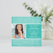 Afstuderen Uitnodiging Foto Turkquoise Pattern (Staand voorkant)