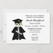 Afstuderen Uitnodiging - Guy in Pet & Gown (Achterkant)