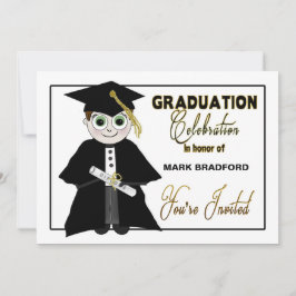 Afstuderen Uitnodiging - Guy in Pet & Gown