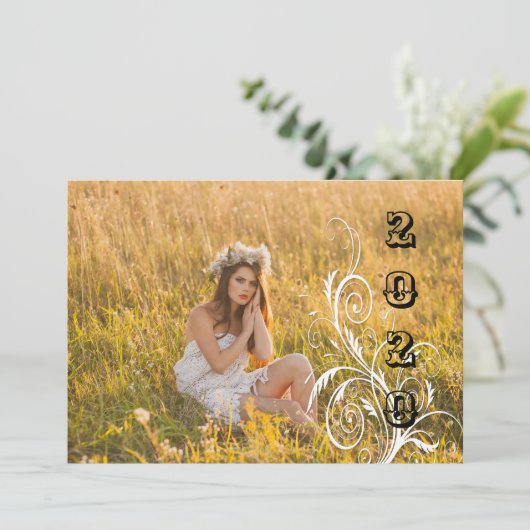 Afstuderen uitnodiging in Light Wood Country Style (Staand voorkant)