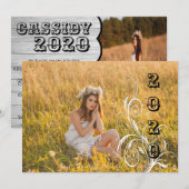 Afstuderen uitnodiging in Light Wood Country Style (Voorkant / Achterkant)