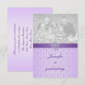 Afstuderen Uitnodiging in Lila Damask (Voorkant / Achterkant)