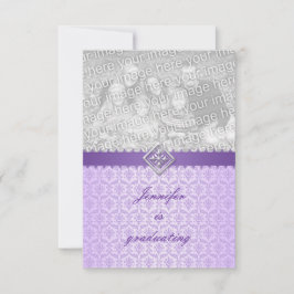 Afstuderen Uitnodiging in  Lila Damask
