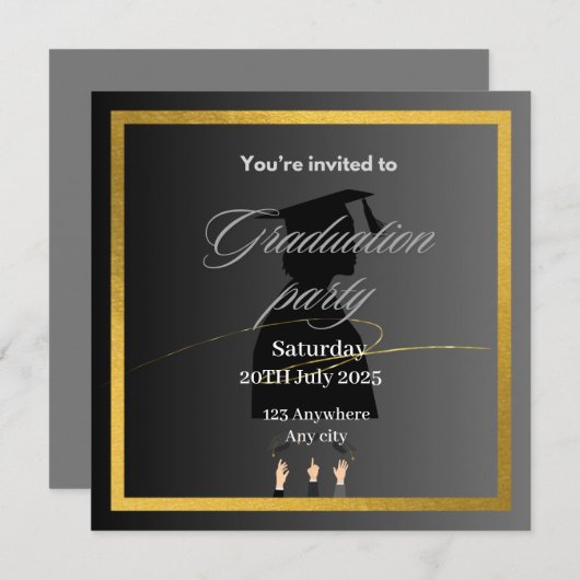 Afstuderen-uitnodiging Kaart (Voorkant / Achterkant)