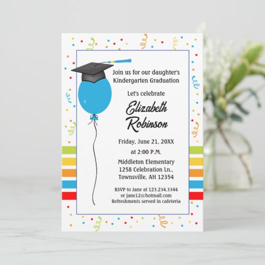 Afstuderen Uitnodiging Kindergarten afstuderen (Staand voorkant)